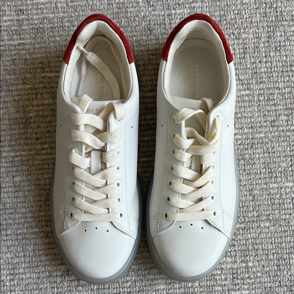 Tory Burch Cream and Red Sneakers